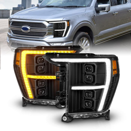 Anzo 21-23 Ford F150 LED Projector Headlight w/Switchback+Sequential - Black (Driver Side Only)