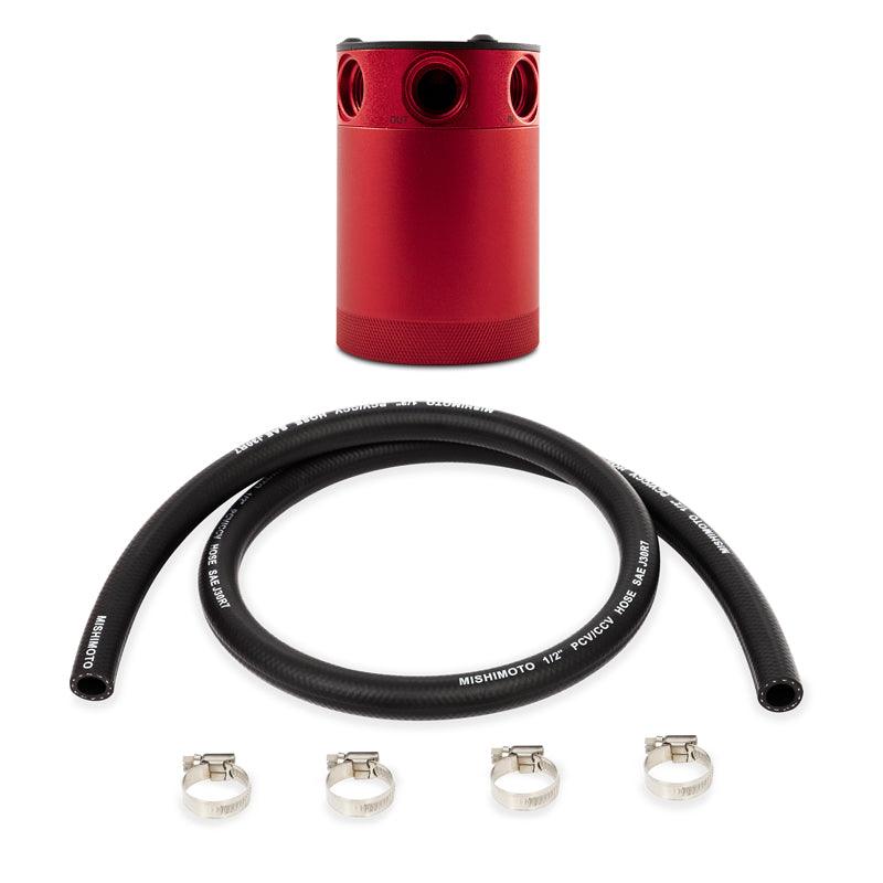 Mishimoto Compact Baffled Oil Catch Can 3-Port - Red - Torque Motorsport