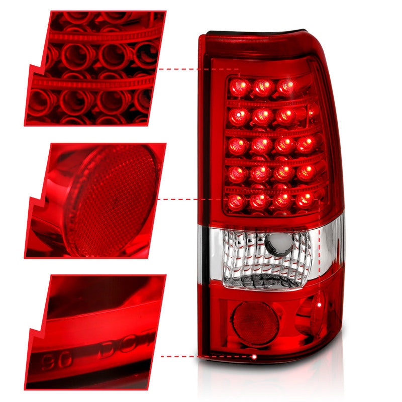 ANZO 1999-2007 Chevrolet Silverado 1500 LED Taillights Red/Clear