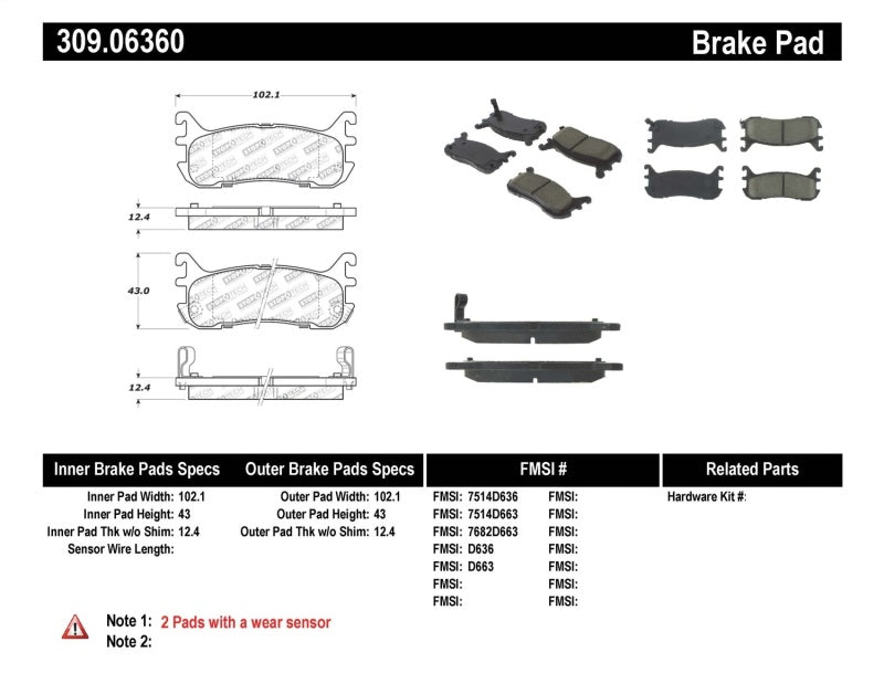 StopTech Performance 94-97/99-05 Miata w/ Normal Suspension Rear Brake Pads D636