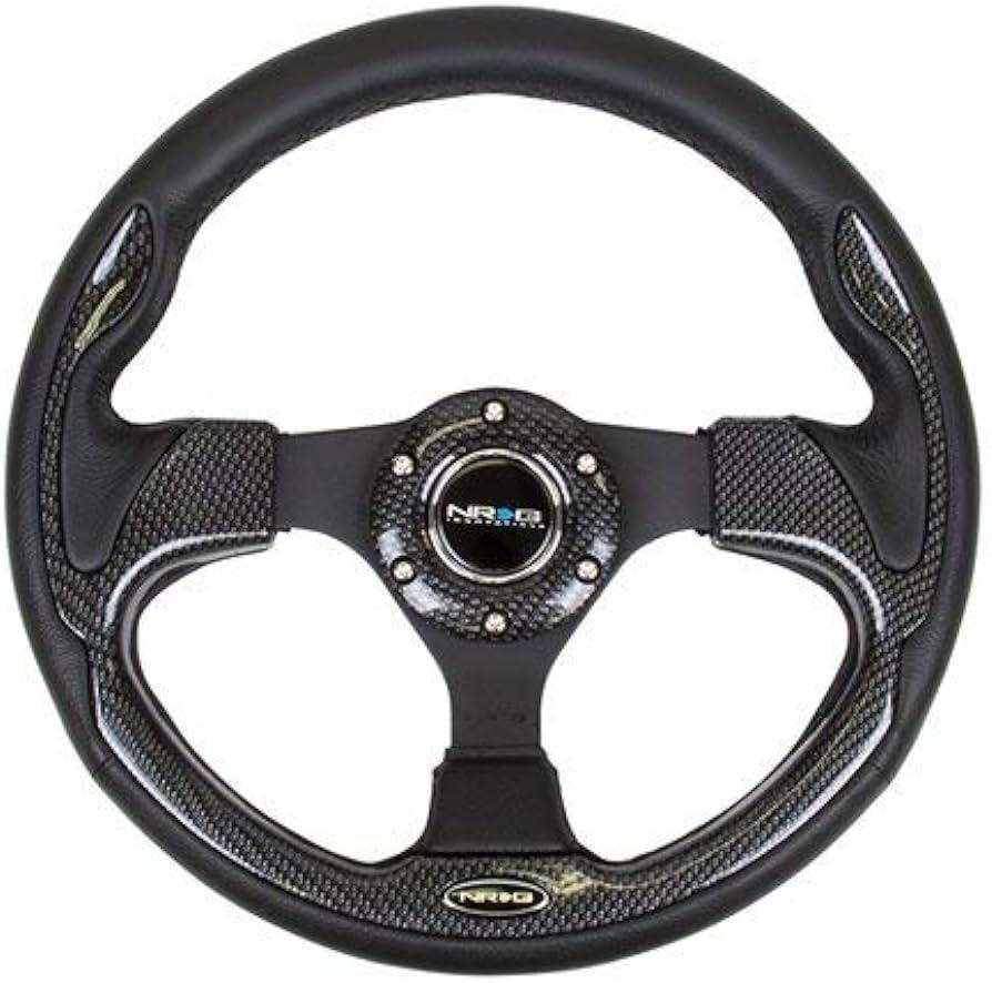 NRG Reinforced Steering Wheel (320mm) w/Carbon Fiber Look Trim (Same As RST-001CBL) - Torque Motorsport