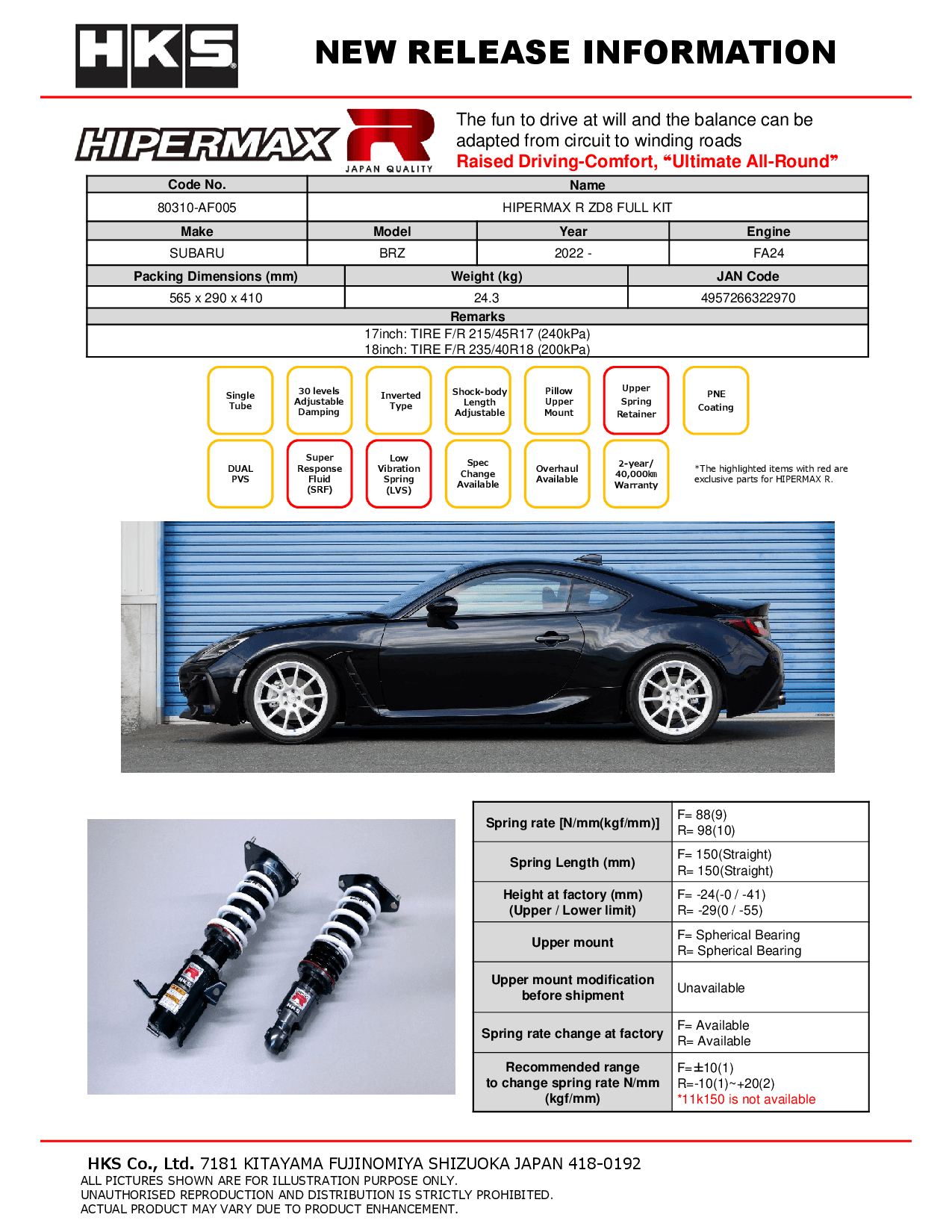 HKS Hipermax R ZN8 Full Kit - Torque Motorsport