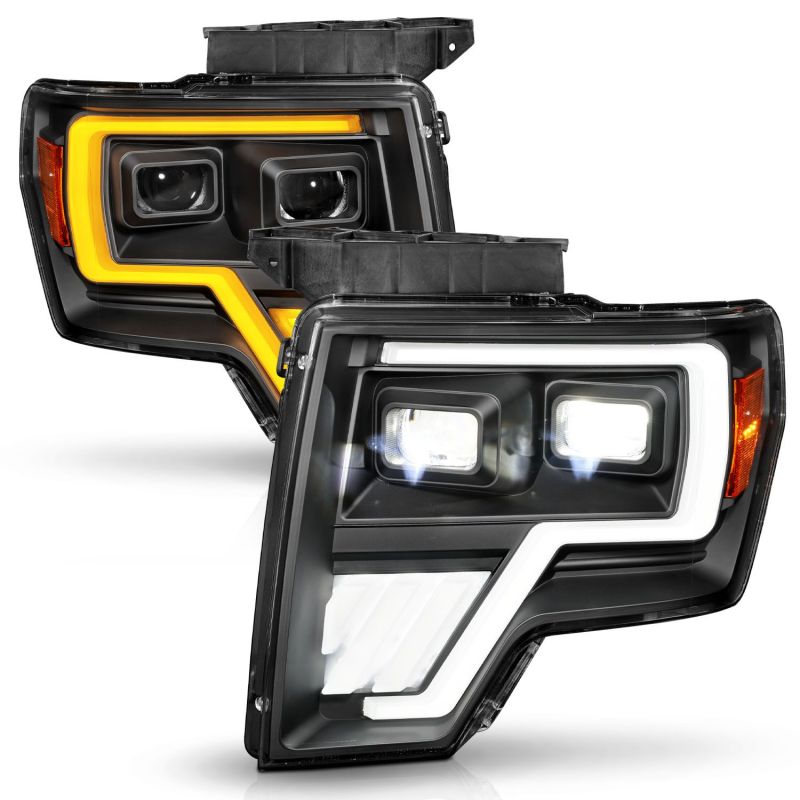 ANZO 09-14 Ford F-150 Full LED Proj Headlights w/Initiation Feature - Black