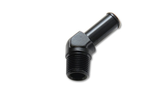 Vibrant 1/4 NPT to 3/8in Barb Straight Fitting 45 Deg Adapter - Aluminum