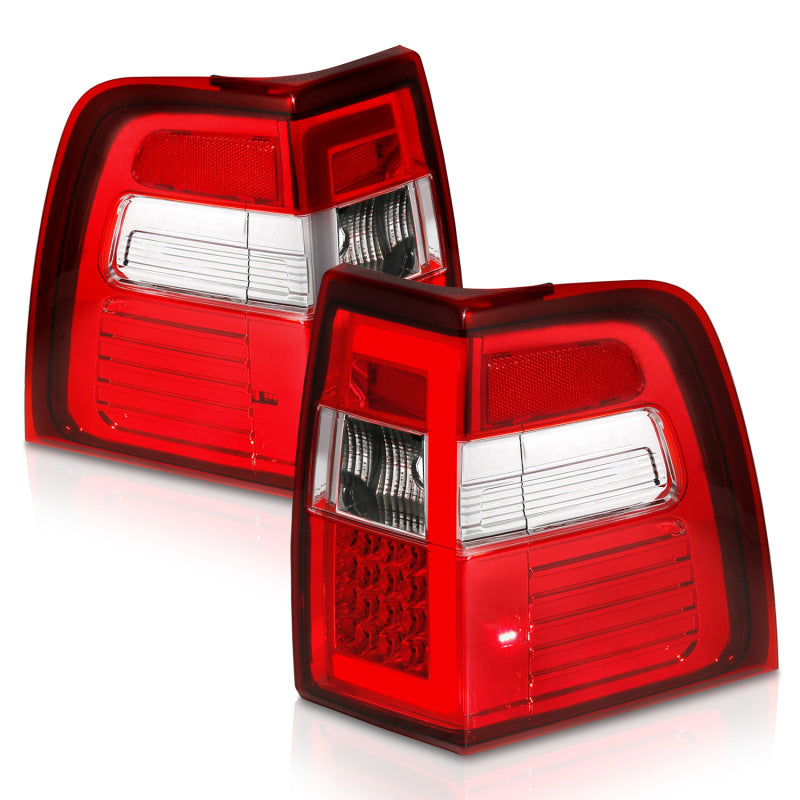 ANZO 07-17 For Expedition LED Taillights w/ Light Bar Chrome Housing Red/Clear Lens