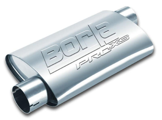 Borla Universal Pro-XS Muffler Oval 2.5in Inlet/Outlet Offset/Offset Notched Muffler - Torque Motorsport