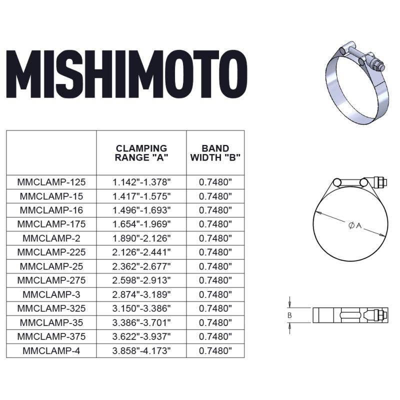 Mishimoto Stainless Steel T-Bolt Clamp 3.62in.-3.93in. (92mm-100mm) - Torque Motorsport