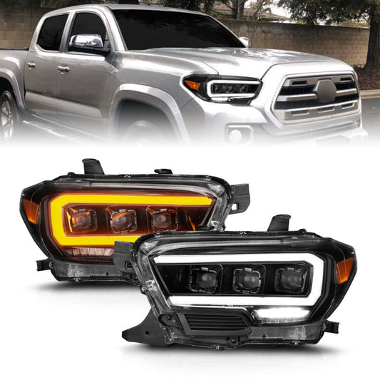 ANZO 16-22 Toyota Tacoma SR/SR5 ONLY Full LED Proj Headlights w/Light Bar Seq. Blk w/Initiation Lgt