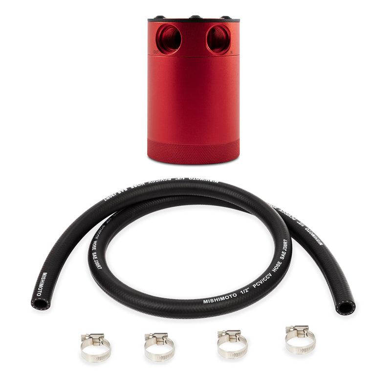 Mishimoto Compact Baffled Oil Catch Can - 2-Port - Red - Torque Motorsport