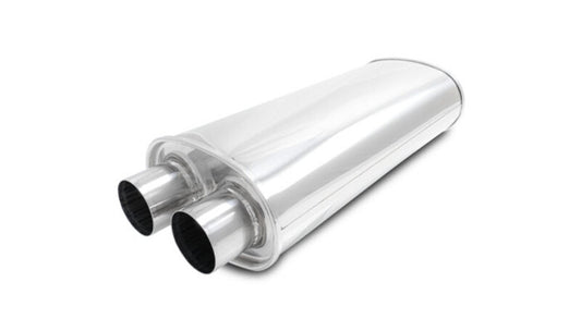 Vibrant Streetpower Oval Muffler 2.50in Dual Inlet/Outlet 18in Body Length