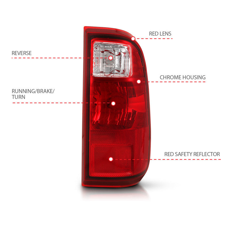 ANZO 2008-2016 Ford F-250 Taillight Red/Clear Lens (OE Replacement)