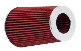 K&N Universal Air Filter Chrome Round Tapered Red - 4in ID x 1.125in L x 5.5in H (Multi Lingual) - Torque Motorsport