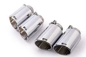 Remus Stainless Steel 102mm Angled Rolled Edge Chrome Tail Pipe Set (Quad Tips) - Torque Motorsport