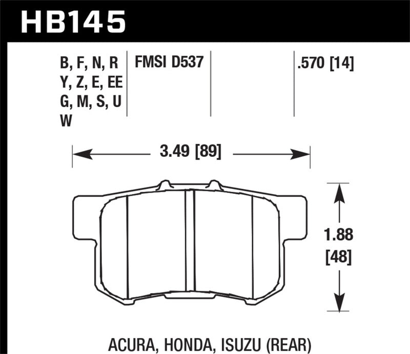 Hawk Honda/Acura/Suzuki ER-1 Endurance Racing Brake Pads (Track Only)