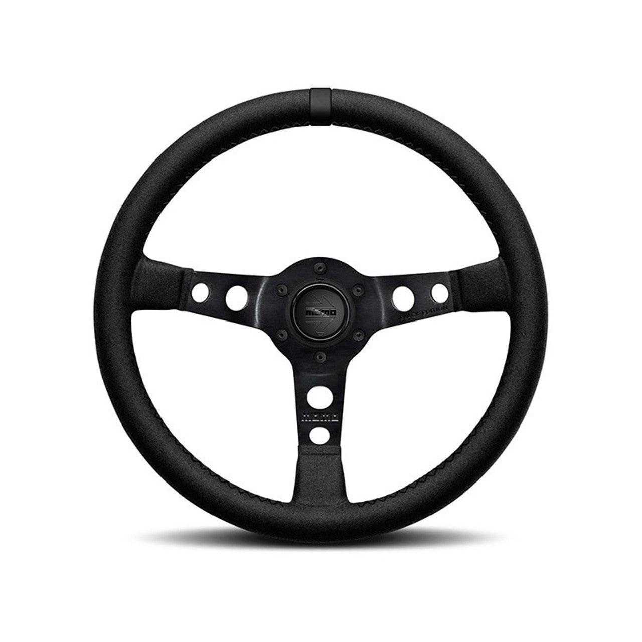 Momo MOD07 Black Edition Steering Wheel 350mm - Black Spokes/Black Stitch/1 Stripe - Torque Motorsport