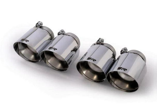 Remus Stainless Steel 102mm Short Style Angled Straight Cut Chrome Tail Pipe Set (Quad Tips) - Torque Motorsport