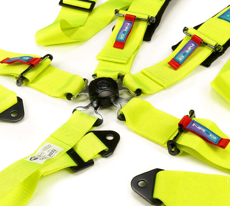 NRG SFI 16.1 5Pt 3 Inch Seat Belt Harness with Pads / Cam Lock - Neon Green