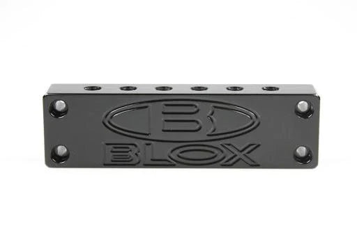 BLOX Racing Surface-mount Vacuum Block - 6-Port / Billet Aluminum - Black