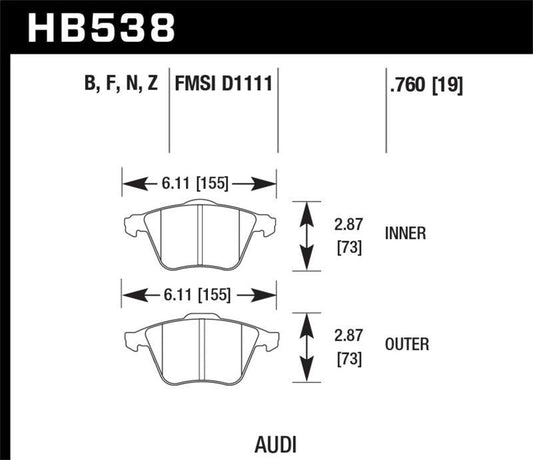 Hawk 2009-2009 Audi A4 Cabriolet HPS 5.0 Front Brake Pads - Torque Motorsport