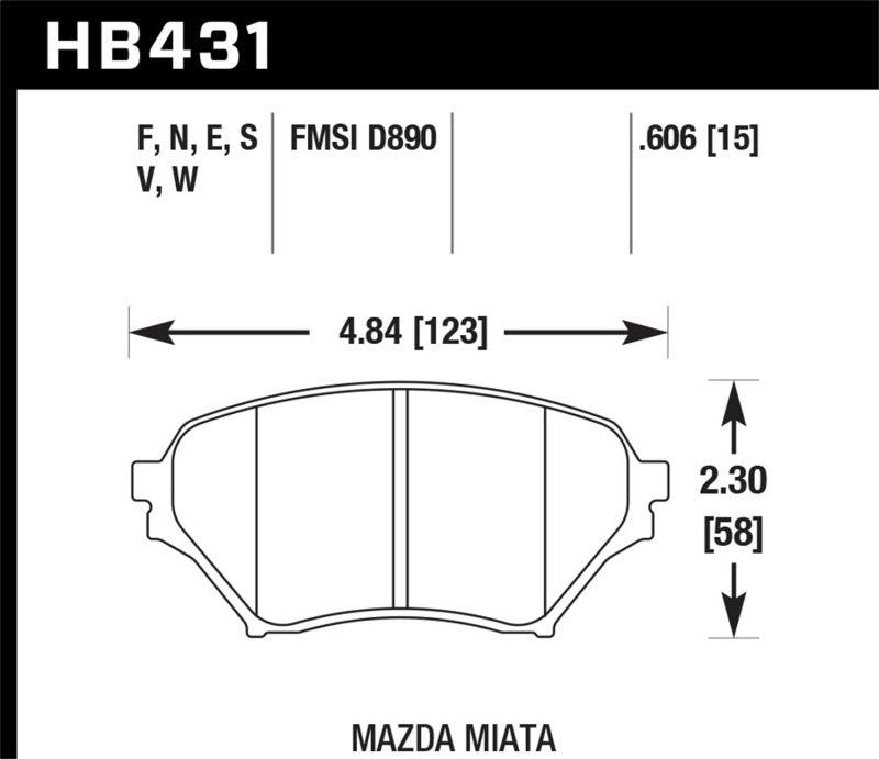 Hawk 01-05 Miata w/ Sport Suspension Blue 9012 Front Brake Pads D890 - Torque Motorsport