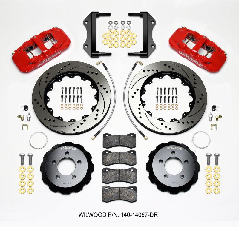 Wilwood AERO6 Front Hat Kit 14.25 Drilled Red 2014-Up Challenger w/Lines - Torque Motorsport