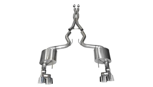 Corsa 18-19 Ford Mustang 5.0L 3in Sport Cat-Back Dual Rear Exit 4in Polished Pro-Series Tips - Torque Motorsport