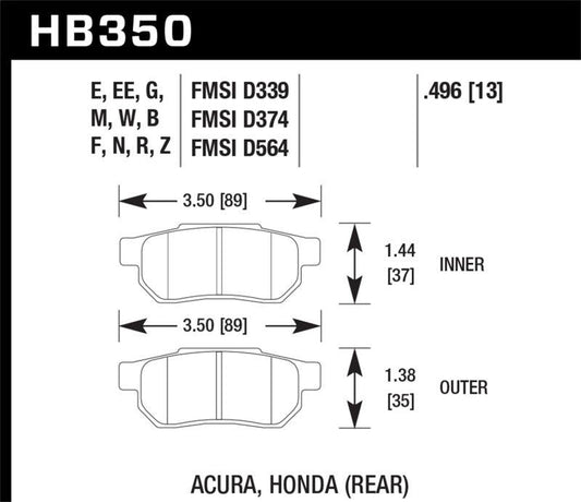 Hawk 86-01 Acura Integra LS / 99-00 Civic Coupe Si DTC-30 Race Rear Brake Pads - Torque Motorsport