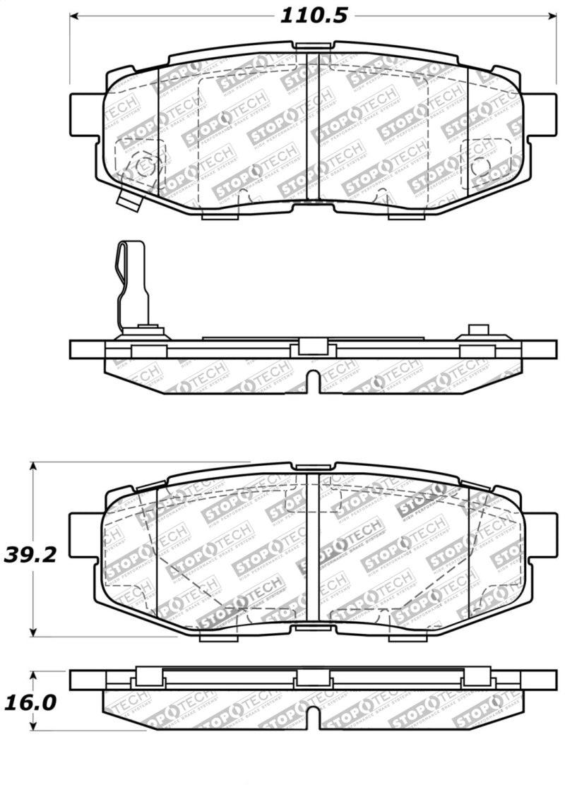 StopTech Performance 06-10 Subaru Legacy Sedan/Outback/13 BRZ / 13 Scion FR-S Rear Brake Pads - Torque Motorsport