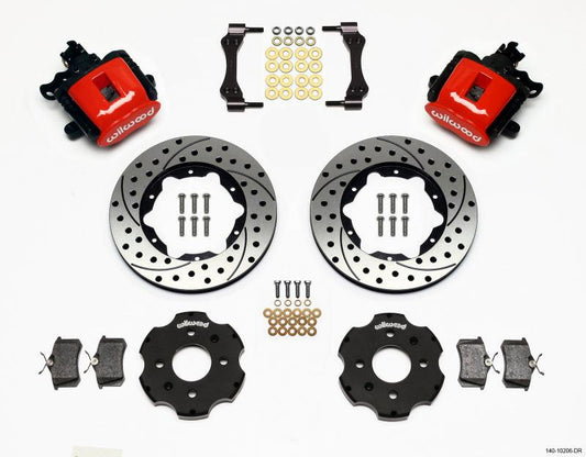 Wilwood Combination Parking Brake Rear Kit 11.00in Drilled Red Civic / Integra Disc 2.39 Hub Offset - Torque Motorsport