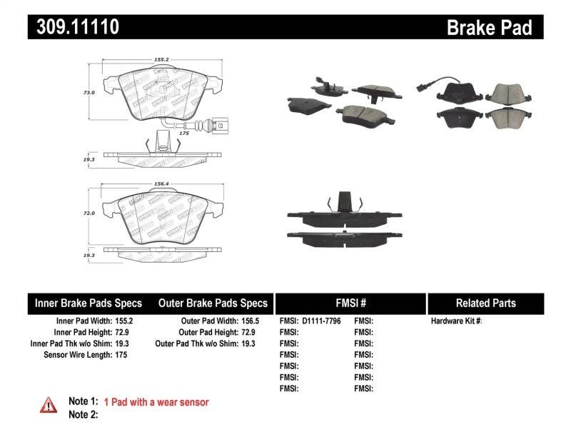 StopTech Performance 08-13 Audi TT Quattro / 12 VW Golf R Front Brake Pads - Torque Motorsport