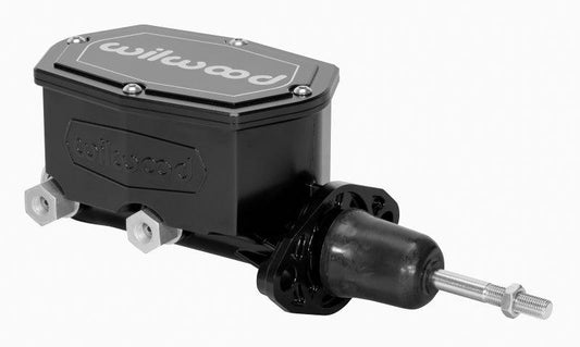 Wilwood Compact Tandem Master Cylinder - 1.12in Bore - w/Pushrod (Black) - Torque Motorsport