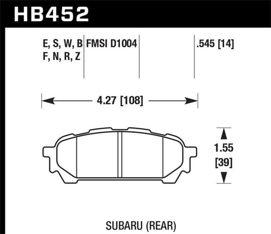 Hawk 03-05 WRX D1004 Performance Ceramic Street Rear Brake Pads - Torque Motorsport