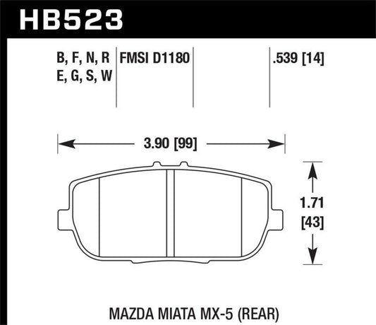 Hawk 06-10 Mazda Miata Mx-5 Rear HPS Sreet Brake Pads - Torque Motorsport