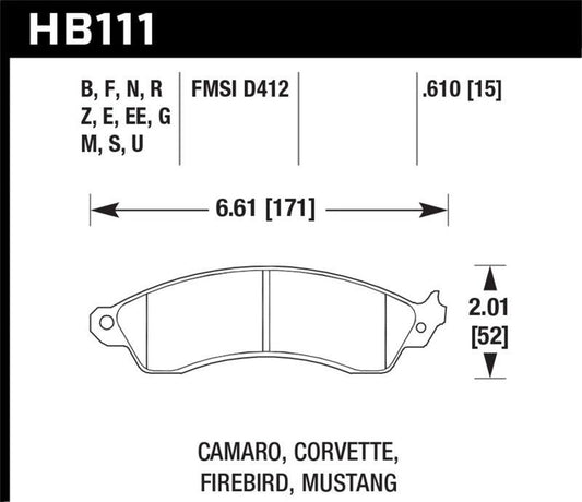 Hawk 1990-1990 Chevy Camaro Iroc-Z (w/Heavy Duty Brakes) High Perf. Street 5.0 Front Brake Pads - Torque Motorsport