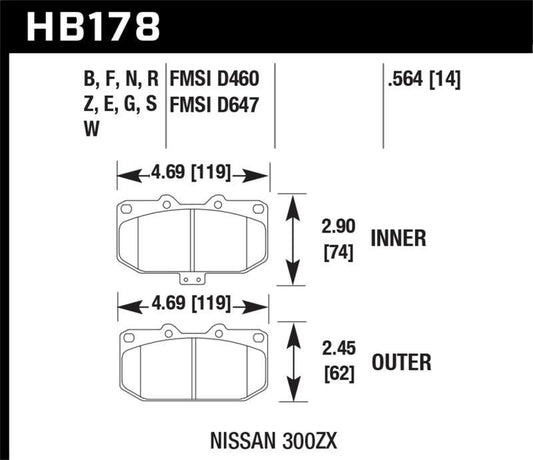 Hawk 06-07 WRX / 89-96 Nissan 300ZX / 89-93 Skyline GT-R DOTC-60 Front Race Pads - Torque Motorsport