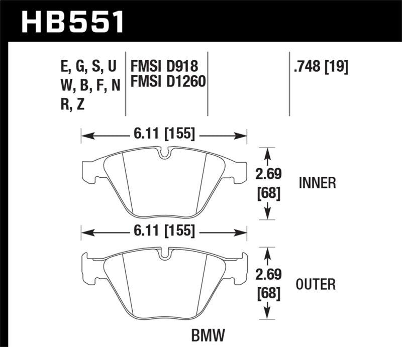 Hawk 07-09 BMW 335d/335i/335xi / 08-09 328i/M3 Performance Ceramic Street Front Brake Pads - Torque Motorsport