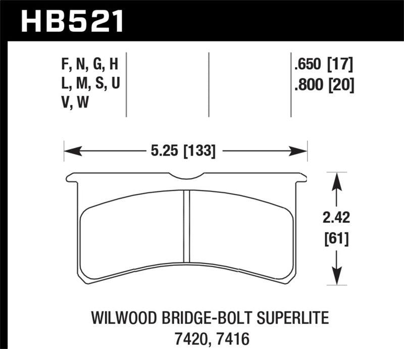 Hawk Wilwood BB SL 7421 HPS 5.0 Brake Pads - Torque Motorsport