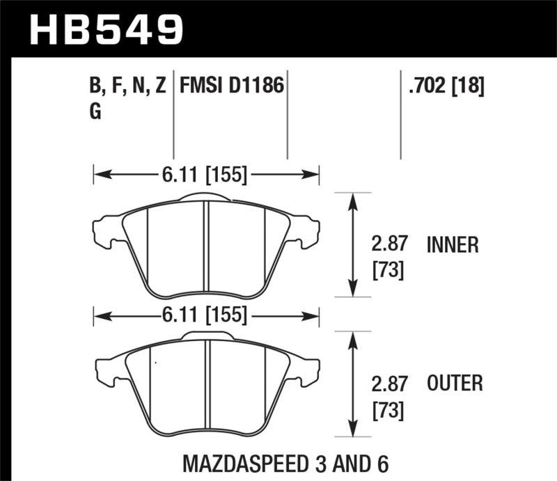 Hawk 2007-2013 Mazda 3 Mazdaspeed HPS 5.0 Front Brake Pads - Torque Motorsport