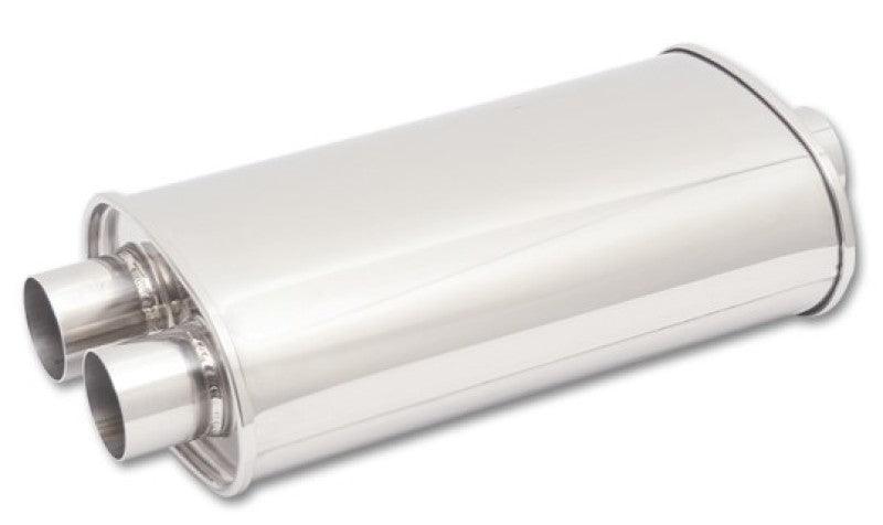 Vibrant StreetPower Oval Muffler 5in x 9in x 15in - 3in inlet/Dual Outlet (Center In - Dual Out) - Torque Motorsport