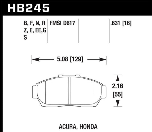 Hawk 1997-2001 Acura Integra GS HPS 5.0 Front Brake Pads - Torque Motorsport