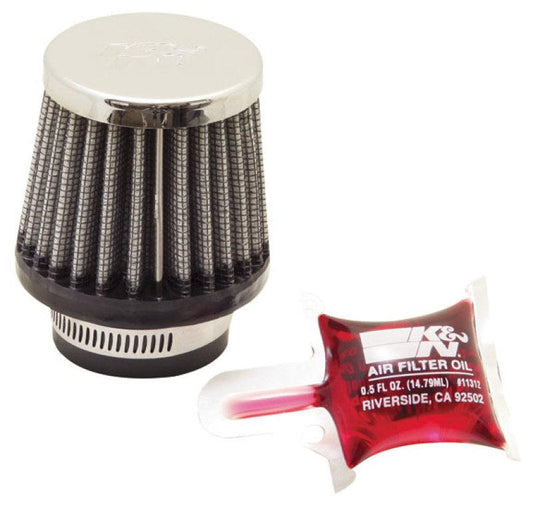 K&N Universal Chrome Filter 1 3/8 inch FLG / 2 1/2 inch Base / 2 inch Top / 2 1/4 inch Height - Torque Motorsport