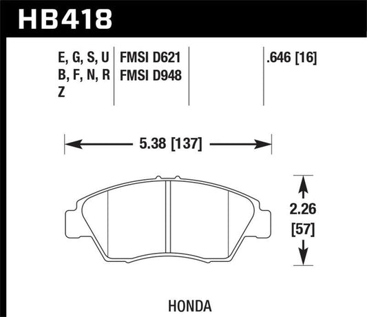 Hawk 02-06 RSX (non-S) Front / 03-09 Civic Hybrid / 04-05 Civic Si Front Blue 9012 Race Brake Pads - Torque Motorsport