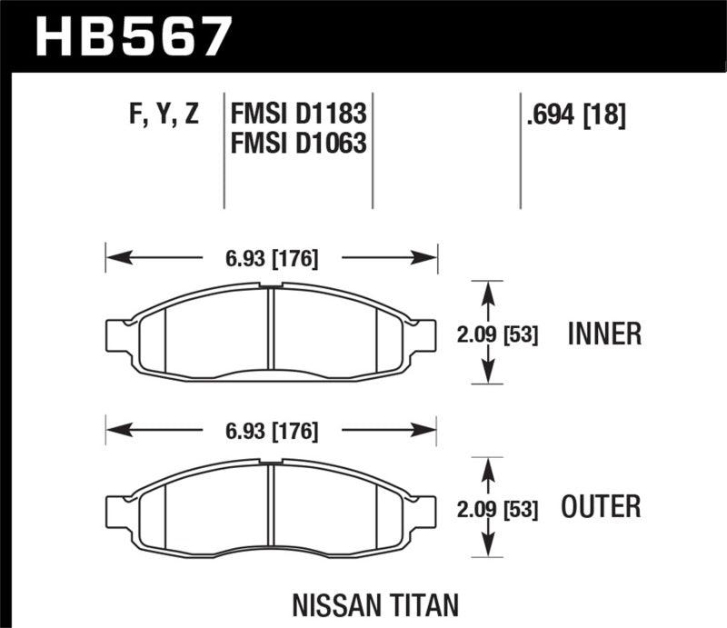 Hawk 04-06 infiniti QX56 / 05-06 Armada / 04 Pathfinder / 04-07 Titan LTS Street Front Brake Pads - Torque Motorsport