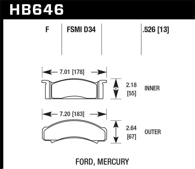 Hawk 68-73 Ford Mustang / 68-71 Torino / 68-71 Montego / 68-73 Cougar HPS Street Front Brake Pads - Torque Motorsport