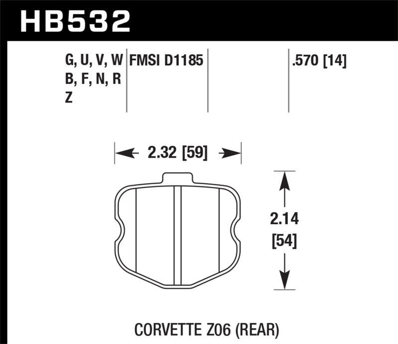 Hawk 06-10 Chevy Corvette (OEM Pad Design) Rear HPS Sreet Brake Pads - Torque Motorsport