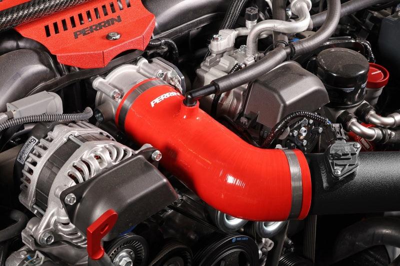 Perrin 22-23 Subaru BRZ/Toyota GR86 Silicone Inlet Hose (3in. ID / SS Wire) - Red - Torque Motorsport