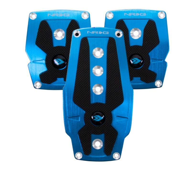 NRG Brushed Aluminum Sport Pedal M/T - Blue w/Black Rubber Inserts - Torque Motorsport