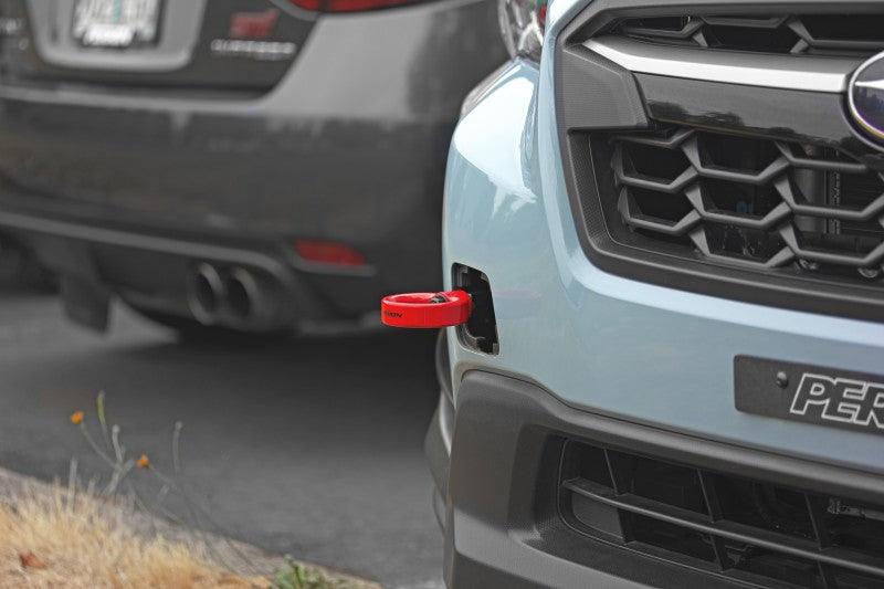 Perrin 2022 Subaru WRX / 18-21 Crosstrek / 14-21 Forester Tow Hook Kit (Front) - Red - Torque Motorsport