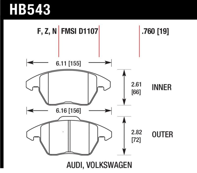 Hawk Audi A3 Quattro / VW EOS / Golf / Jetta / Passat / Rabbit Performance Ceramic Front Brake Pads - Torque Motorsport