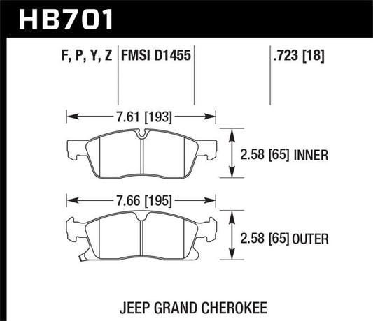 Hawk 11-12 Dodge Durango / 11-12 Jeep Grand Cherokee LTS Front Street Brake Pads - Torque Motorsport